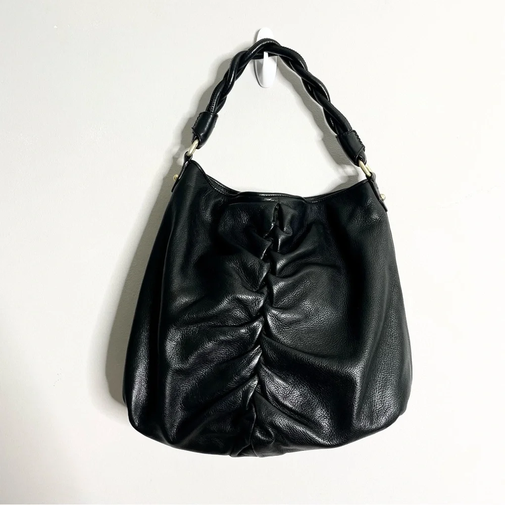 BOTKIER Ruched Leather Hobo Bag